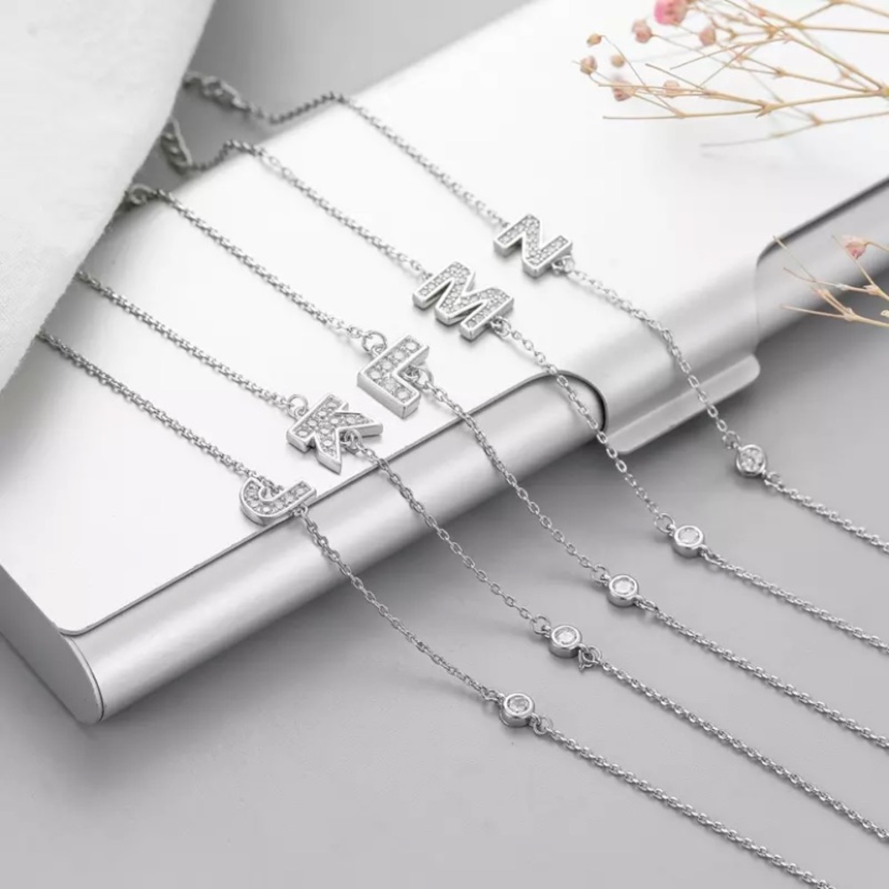 S925 Stamp/Silver LetterCharm Bracelet Adjustable